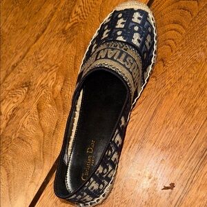 Dior Blue and Beige Espadrilles size 8 black & beige